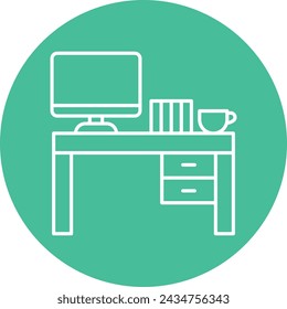 Workplace Line Circle Icon Design For Personal And Commercial Use.
