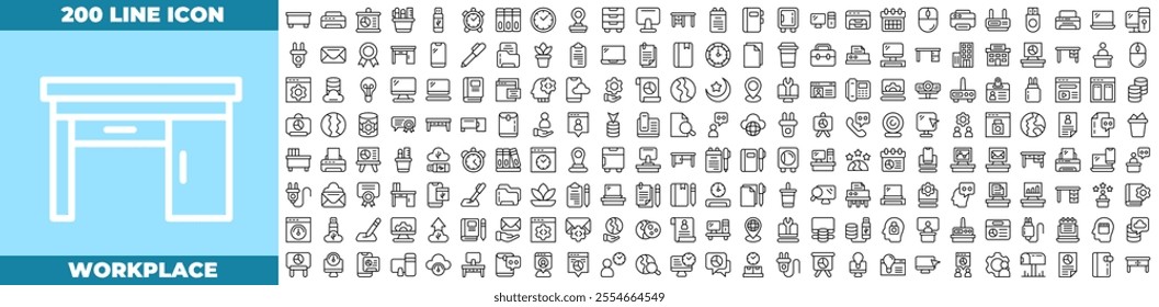 Workplace Line Editable Icons set.