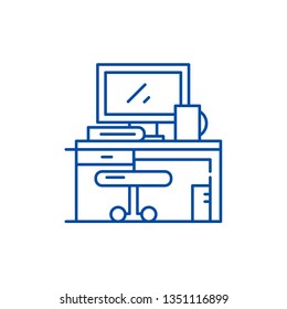 Workplace line icon concept. Workplace flat  vector symbol, sign, outline illustration.