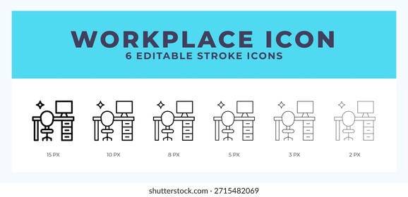 Workplace line icon. Vector icon symbol. Logo illustration. Editable line icon.