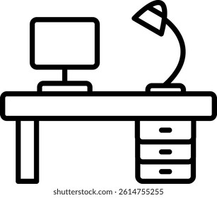 Workplace Line Vector Icon Design