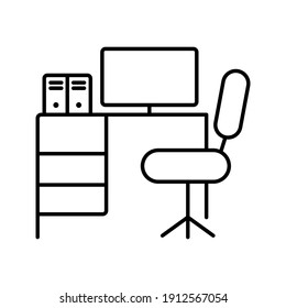 Workplace. linear icon. Line with Editable stroke on white background color editable