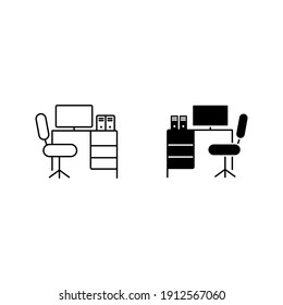 Workplace. linear icon. Line with Editable stroke on white background color editable