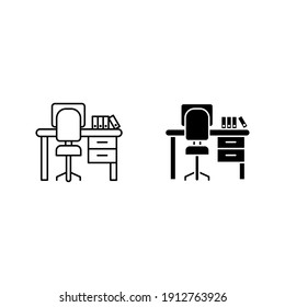 Workplace. linear icon. Line with Editable stroke on white background color editable
