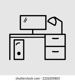 Workplace. linear icon. Line with Editable stroke