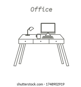 Workplace. Linear Symbol. Vector illustration. Office logo. 