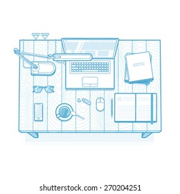 Workplace. Lined minimalist illustration.