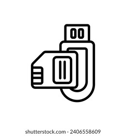 Workplace Memory Outline Icon Vector Illustration