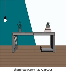 Workplace, modern interior, office, office. Colorful vector illustration of office, workplace.