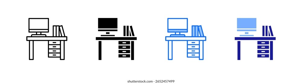 Workplace Multiple Style Icon Set Vector