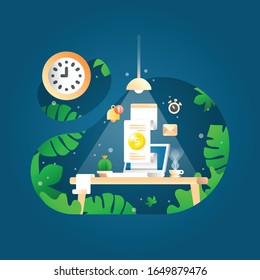 Workplace with nature Bacground illustration