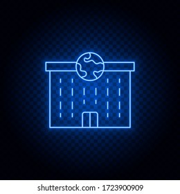 workplace, news, journalist blue neon vector icon .Transparent background. Blue neon vector icon