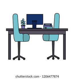 workplace office chairs desk computer potted plant