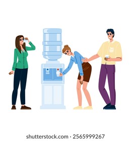 workplace office cooler water vector. beverage filtration, purified hydrationstation, convenience bottleless workplace office cooler water character. people flat cartoon illustration