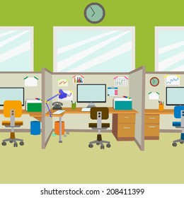  workplace in the office of the corporation. vector. 