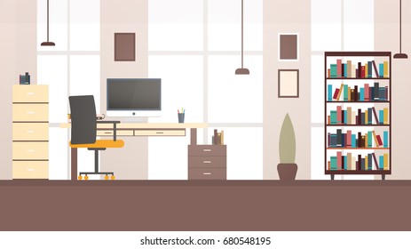 Workplace office, co-working center, university campus, modern workplace