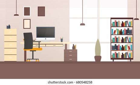 Workplace office, co-working center, university campus, modern workplace