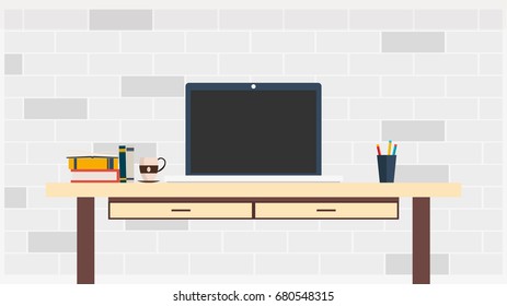 Workplace office, co-working center, university campus, modern workplace