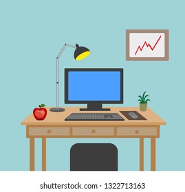 workplace office desk computer chair work monitor