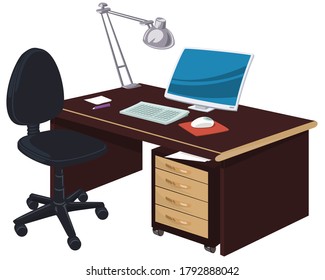 Workplace of an office employee. Stock Illustration.