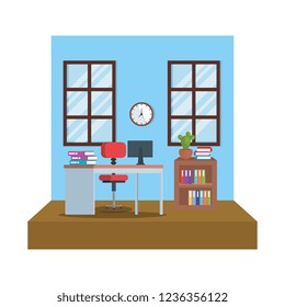 workplace office scene icon