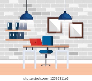 workplace office scene icon