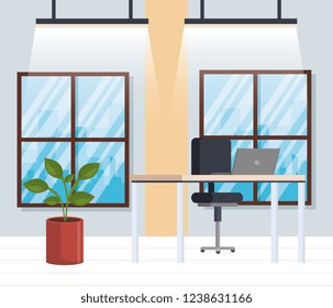 workplace office scene icon