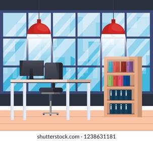 workplace office scene icon