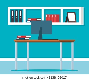 workplace office scene icons