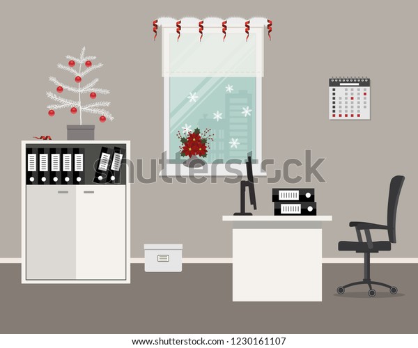 Workplace Office Worker Decorated Christmas Decoration Stock