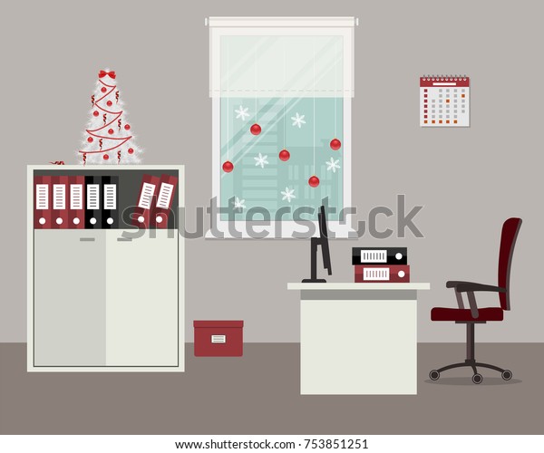 Workplace Office Worker Decorated Christmas Decoration Stock