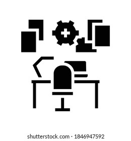 workplace organisation glyph icon vector. workplace organisation sign. isolated contour symbol black illustration