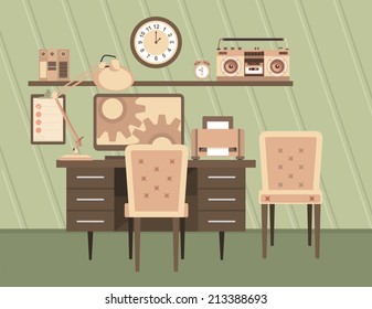 Workplace organization for the computer desk at home or office