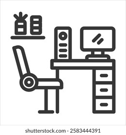 Workplace Outline Icon Vector Illustration