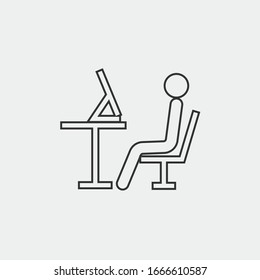 Workplace pc vector icon illustration sign