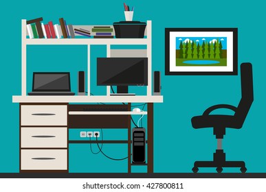 workplace with a picture