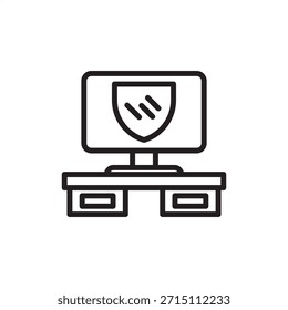 Icono de la política de TI en el lugar de trabajo que simboliza la ciberseguridad, el uso aceptable y la protección informática, que representa la conducta digital de recursos humanos, la gestión de la seguridad de la información, la gobernanza tecnológica y la estrategia de riesgos.