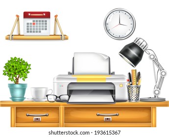 Workplace with Printer