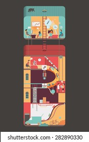 Workplace Printing House Flat style illustration