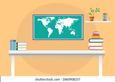 Workplace in room. Creative flat design vector design.