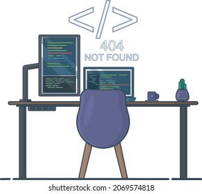 Workplace room, home office, Vector flat graphic design cartoon illustration