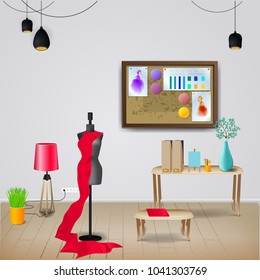 Workplace room. Vector illustration of modern office. Stylish and modern interior.