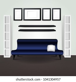 Sala de trabajo. Ilustración vectorial de la oficina moderna. Interior moderno y elegante.