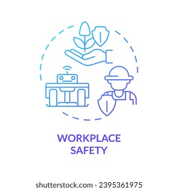 Workplace safety blue gradient concept icon. Employee protection. Agriculture business. Automated system. Work conditions. Round shape line illustration. Abstract idea. Graphic design. Easy to use