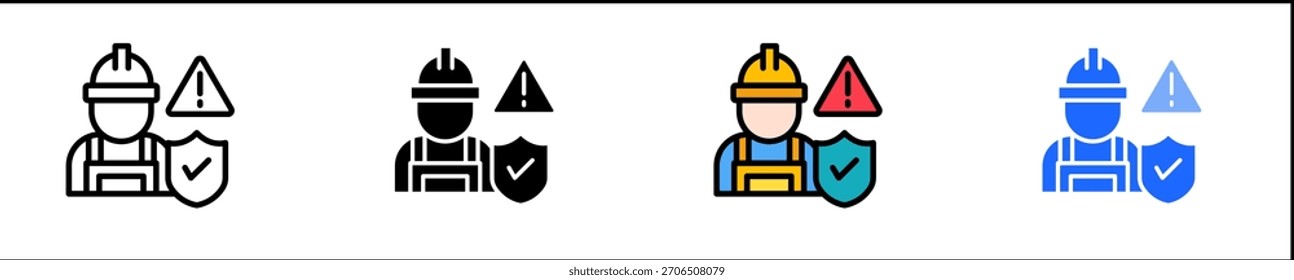 Conjunto de iconos de riesgo de seguridad en el lugar de trabajo Colección de estilos múltiples