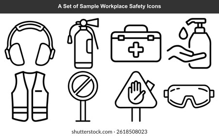 Workplace Safety Thin Line Icon Set Protective Gear And Prevention Equipment