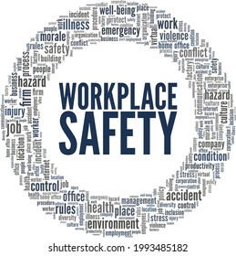 Workplace Safety Vector Illustration Word Cloud Isolated On A White Background.