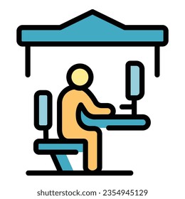 Workplace self isolation icon outline vector. Home coronavirus. People quarantine color flat