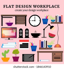 Workplace set icon design vector illustration 
