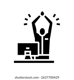 workplace stretching employee health glyph icon vector. workplace stretching employee health sign. isolated symbol illustration